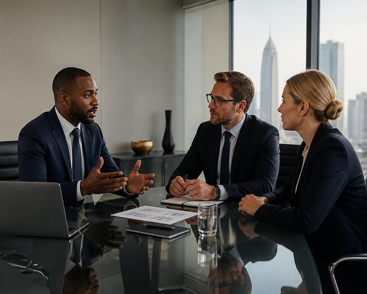 Corporate immigration advisers in a client consultation in Ghana